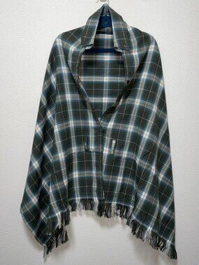 Voiela Green Check Poncho Shirt Scarf Casual